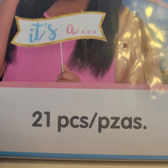 Baby Gender Reveal Selfie Scene Photo Props Set - 21 Pieces with Banner - Picture 5 of 13